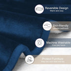 gogobunny Waterproof Pet Blanket for Small Dogs and Cats, Reversible Sherpa Fleece Soft Plush Throw for Couch Protection, Washable Furniture Protector (Navy Blue, 30x30 inches)