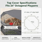 PJYuCien Puppy Playpen with Top Cover & Bottom Pad, 8 Panels 30" H, Gray | 24"W, Small Pet Safe Sanctuary, Foldable Octagonal Pen, Versatile, Indoor & Outdoor, Backyard Pasture, Protects Floors