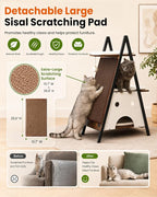 Modern Wood Cat Tree Tower for Indoor Cats Large Adult 67-in Tall | Heavy Duty XL Stable Wooden Cat Condo House Furniture with Multi-Level Spacious Perch Scratching Board Soft Washable Pads