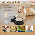 Newget 304 Stainless Steel Dog Bowl Set with Lids, 24oz Foldable Pet Dishes | Dual Food & Water Pet Bowl, Anti-Skid, Keeps Food Fresh, Easy to Install, for Small - Large Dogs/Cats - Indoor & Outdoor Use