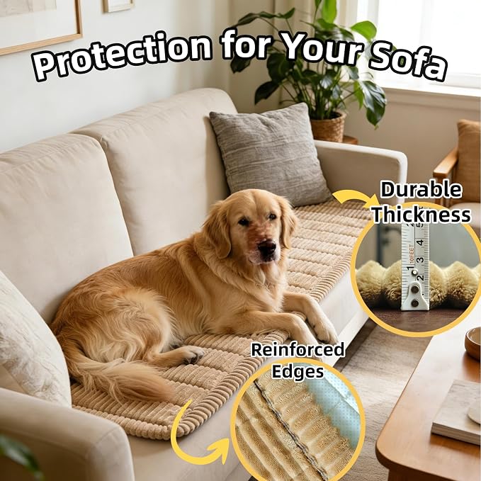 Dog Car Seat Cover, Pet Couch Covers for Car and Sofa,Non-Slip Backseat Pet Bed Mat, Machine Washable, Soft Plush Travel Seat Protector with Storage Bag (Brown,23.6''×70'')