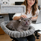 IPOW X-Large Cat Bed Heavy Duty Steel Frame Supports up to 40lbs Cat Desk Bed & Perch Space-Saving 90°Foldable with Soft Ultra-Plush Faux Fur for Small Medium Large Cats