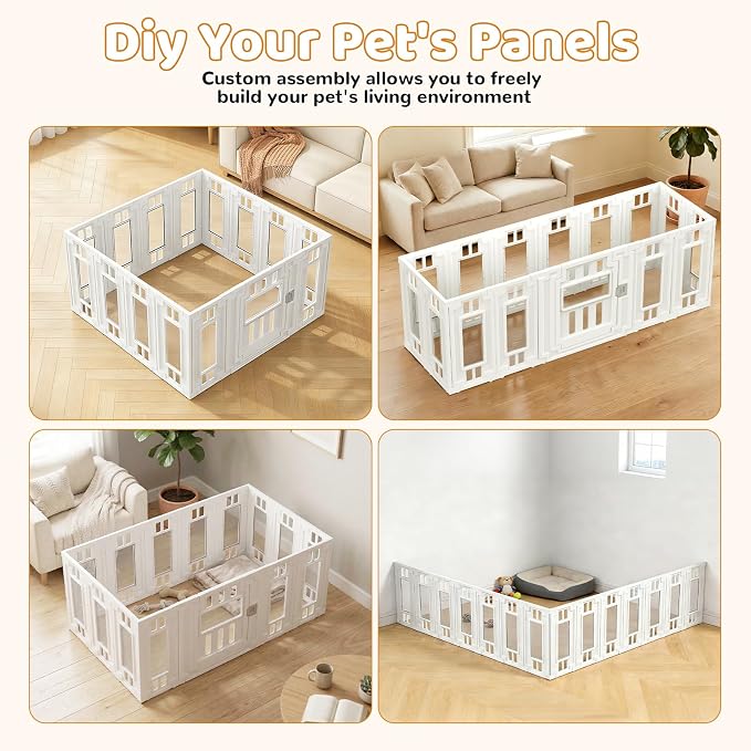 Clear Acrylic Dog Playpen for Indoor Puppy with HDPE, 15 Panels (47"x47") | Tool-Free Indoor Pet Fence, Large Clear Puppy Playpen with Suction Cup, Transparent Enclosure for Small Dogs Cats Bunnies
