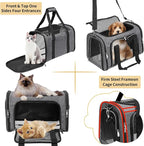 Soft-Sided Cat/Dog/Pet Carrier, Collapsible Pets Travel Carriers for Big Cats/Small Dogs with Shoulder Strap & Removable Mat, Mesh Puppy Carry Bag, Up to 25 Lbs (Dark Grey)