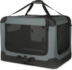 Amazon Basics 4-Door Portable Folding Soft Dog Crate, Collapsible Travel Kennel for Cat, Dog, and Other Small Animals, Pop Up with Easy Transportation, Grey, M 30" x 21" x 21"