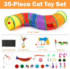 35 Pcs Interactive Cat Toys for Indoor Cats, S-Shaped Kitten Play Tube Toy | Collapsible & Space-Saving Cat Tunnel, Cat Wobble Toy, Cat Scratching Pad, Boosts Mental & Physical Health, Gift Box for Cat