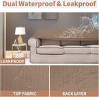 Easy-Going 100% Waterproof Chair Couch Cover, Stretch Jacquard Sofa Cover | Dual Waterproof Sofa Slipcover, Leakproof Furniture Protector for Kids, Pets, Dog and Cat (Chair, Camel)