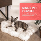 PAW Brands PupRug Orthopedic Memory Foam Dog Bed, White/Brown, 40x25 | Waterproof memory foam bed with washable cover — joint support for medium dogs
