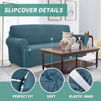 YEMYHOM Couch Cover Latest Jacquard Design High Stretch Sofa Covers for 2 Cushion Couch, Pet Dog Cat Proof Loveseat Slipcover Non Slip Magic Elastic Furniture Protector (Medium, Teal)