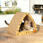 TIMIEEYA Cardboard Cat House - Triangle Cardboard Cat Scratcher Cozy Cats Lounger as Tunnel and Sofa, Cat Scratcher for Indoor Cats, Safe & Secure