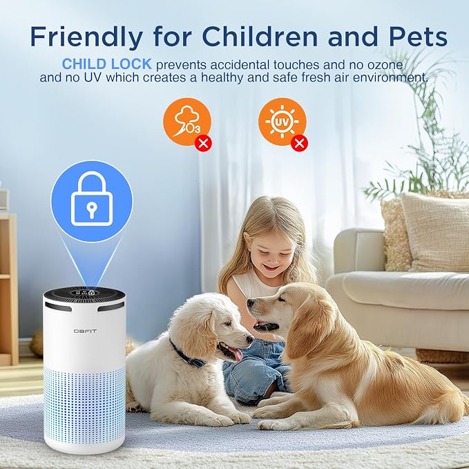 Air Purifiers for Home Large Room Up to 1500ft² with Aromatherapy, DBFIT H13 HEPA Air Purifier Air Cleaner for Smoke Pollen Dust Pet Hair Dander Odor, Portable Air Purifier with Timer (White)