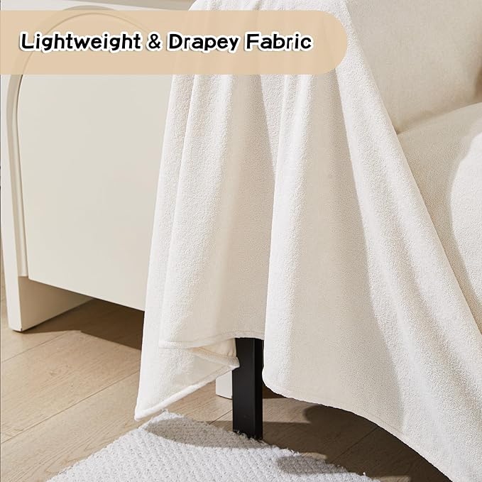 Couch Cover Washable for 2 Cushion Sofa, Cat Scratch Proof Furniture Protector Love Seat L Shape Couch Covers Soft Sectional Sofa Cover for Dogs Pets, 71" x 118", Creamy White