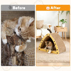TIMIEEYA Cardboard Cat House - Triangle Cardboard Cat Scratcher Cozy Cats Lounger as Tunnel and Sofa, Cat Scratcher for Indoor Cats, Safe & Secure