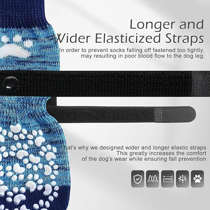 EXPAWLORER Anti-Slip Dog Socks-Double Sides Grips Traction Control on Hardwood Floor,Dog Shoes for Hot/Cold Pavement,Best Paw Protector,Prevents Licking,for Puppy Small Medium Large Senior Dogs
