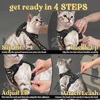 rabbitgoo Cat Harness and Leash Set, Escape Proof Vest, Lunar Prowl | Soft Breathable Mesh, Easy Adjustable Fit, Snap Buckles, Sturdy Clip, Reflective Strips, for Medium to Large Cats Walks, M