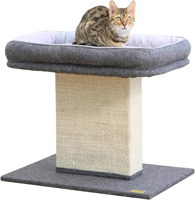 Catry Cat Perch with Washable Replaceable Bed & Wide Sisal Scratching Post | Cat Tree with Washable Replaceable Bed for Large Cats, Thick Sisal Scratching Post, Sturdy Cat Tower, Easy Assembly Cat Tree