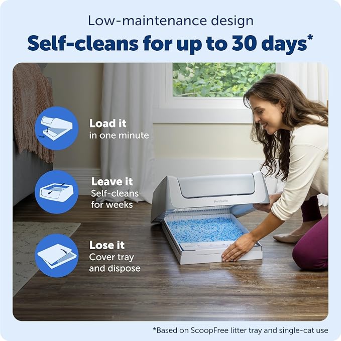 PetSafe ScoopFree Crystal Pro Legacy Front-Entry Self-Cleaning Litter Box | Hands-Free Automatic Cleaning, Advanced Odor Control, Health Counter Display, Includes 1 Disposable Crystal Litter Tray