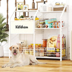 KAFAHOM Dog Toy Basket, Large Dog Toy Bin with Can Dispenser, Pet Toy box with Storage Shelf, Dog Stuff with Collar Leash Holder Rod, Ultimate Pet Furniture & Essentials, Dog Lover Gifts