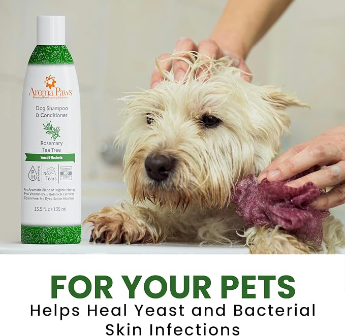 Dog Shampoo – Cleansing Wash, Conditioning, Moisturizing – Healthy Ingredients – Aromatic Grooming Puppy Shampoo – Tearless Cleaner, Rosemary Tea Tree