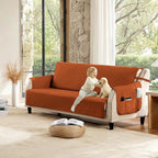 Soft Boho Quilted Couch Cover with Pockets for Extra-Large Sofa, Anti-Slip Boho Sofa Covers Washable for 3 Cushion Pet Friendly, Oversized Sofa Cover Washable (X-Large Sofa 78", Burnt Orange)