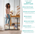 Regalo Safety 29"-38.5" Easy Step Baby Gate, Bottom of Stairs & Doorways | Pressure Mounted with Door, For Babies, Toddlers & Pets, Black, Tested & Trusted for 30 Years