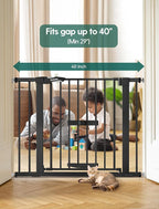 Babelio Baby Gate with Cat Door, CatPrivilege II, 29-40" | Auto Close, 6-Level Adjustable Metal Gate with Pet Door for Stairs & Doorways, Pressure Mounted, No Drilling, Black