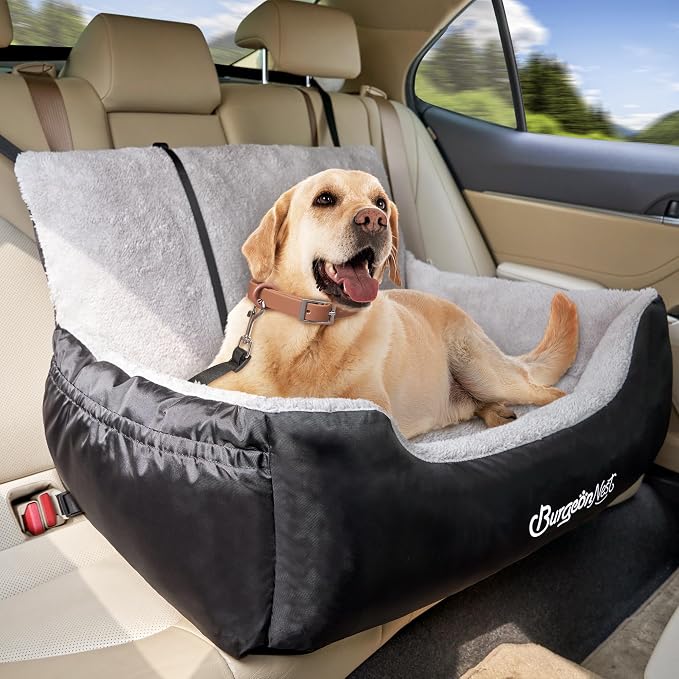 BurgeonNest Dog Car Seat for Small Dogs & Cats Under 55 lbs,Black