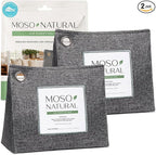 Moso Natural Air Purifying Bag 600g (2 Pack) Premium Charcoal Odor Absorber & Room Deodorizer for Large Spaces — Lasts 2 Years, Bedroom, Basement, Pet Odor Eliminator for Home, Bamboo Charcoal Bag