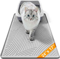 Cat Litter Box Mat - SM Small Medium Size 24 x 17 in, Water Proof, Kitty Litter Trapping Mat, Easy to Clean, Scatter Control, Odorless, Pet Supplies for Indoor Cats, Light Gray