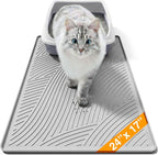 Cat Litter Box Mat - SM Small Medium Size 24 x 17 in, Water Proof, Kitty Litter Trapping Mat, Easy to Clean, Scatter Control, Odorless, Pet Supplies for Indoor Cats, Light Gray