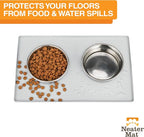 Neater Pet Brands Neater Mat Pet Mats for Food and Water, Cat & Dog Bowl Mat Waterproof Silicone, Feeding Tray, Dog Food Mats for Floors, Placemat w/Raised Edge for Under Bowls, 16” x 10”, Light Gray