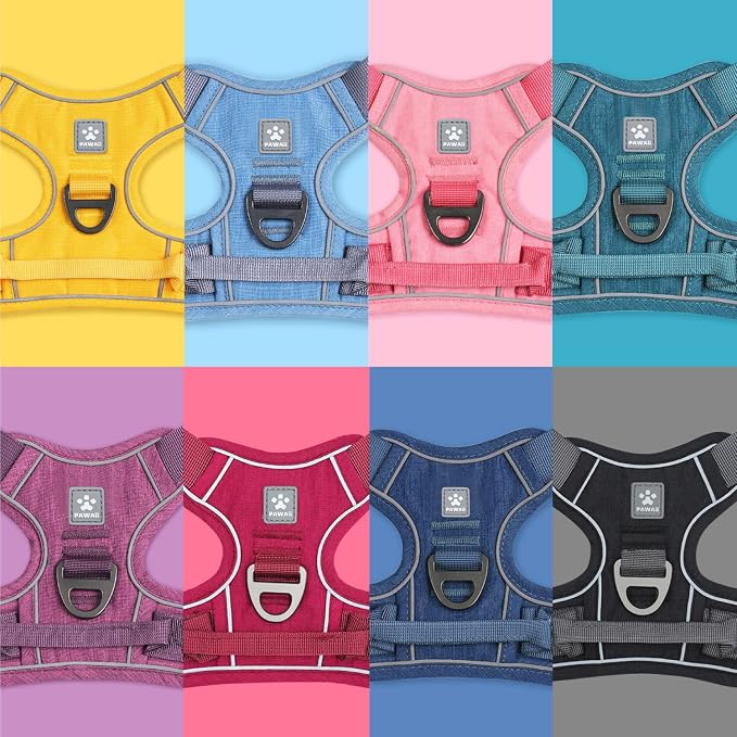 Pawaii No Pull Dog Harness with Pet ID Tag, Reflective Vest | Built for safer walks with a QR Pet ID Tag, ront no pull clip, reflective trim,control handle and breathable mesh lining