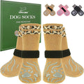 EXPAWLORER Dog Socks for Summer Hot Pavement to Prevent Licking Paws, Anti Slip Doggie Grippy Booties Shoes for Hardwood Floors, Boots & Paw Protectors for Small Medium Large Senior Dogs Khaki XL