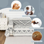 MYSKY HOME Boho Couch Cover for Dogs Washable Grey Rhombic Couch Sofa Protector for Loveseat Sofa with Pets Friendly Chenille Geometric Sofa Covers Soft Durable Farmhouse Sofa Slipcovers, 71" X102"