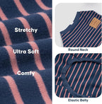 KYEESE Dog Pajamas, Striped Velvet Fleece Pet Jumpsuit, Soft Doggie Jammies, 4 Legs PJS Stretchable Dog Pajamas, Pet Costumes Comfortable Sleepwear for Small Dogs,Navy Blue Striped, X-Large