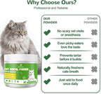 Cat Dental Care Powder, Cat Teeth Cleaning with Natural Ingredients and Probiotics, Dental Powder for Cats Breath Fresh Tartar Remover Plaque Off, 80g
