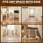 Mumeasy 36" Extra Tall Baby Gate for Doorways, 29.7"-57" Extra Wide Dog Gate for Stairs, Pressure Mounted Auto Close Pet Safety Gate with Easy Walk Thru Door, Large Indoor Child Gate for House, White