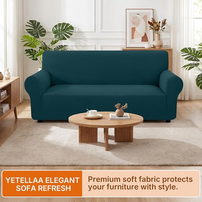 XINEAGE Stretch 2 Seater Slipcover, Non-Slip Pet Couch Cover,Dark Green | Washable Furniture Protector, Elastic Bottom, Dogs & Cats Friendly, Scratch-resistant, Fast Setup, High Elasticity