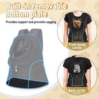 WOYYHO Pet Dog Carrier Backpack, Ventilated Mesh Small Dog Front Backpack | Breathable Puppy Back Pack, with Safety Belt, Storage Pockets, for Travel Hiking Cycling Outdoor Adventures, Black, S