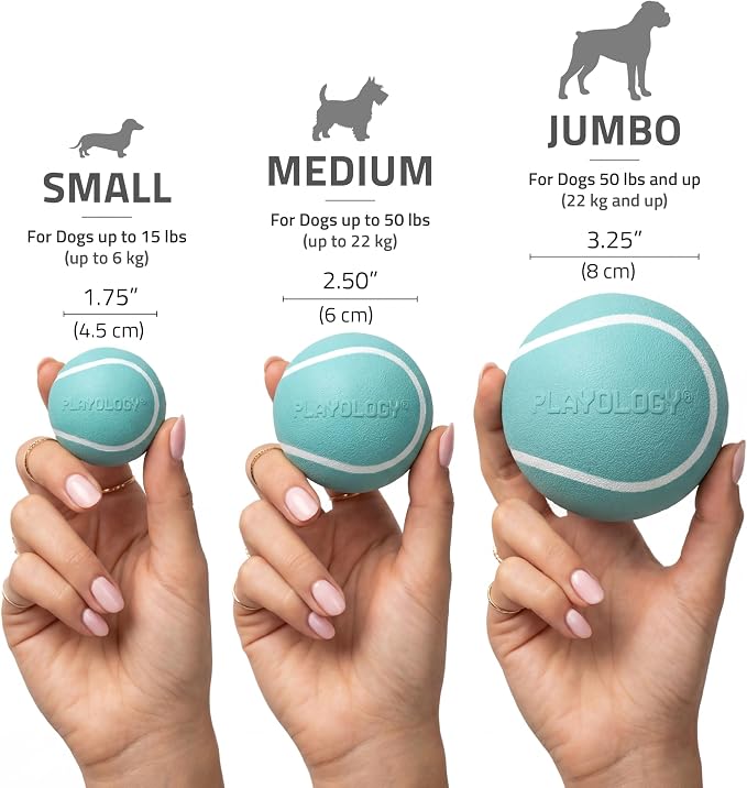 Playology Squeaky Chew Ball for Large Dogs - Jumbo, Peanut Butter Scent | Rubber Construction, 3.25 in Diameter, 6 oz, Floats In Water, Dishwasher Safe Top Rack, 50 lb+ Breeds