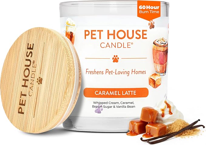 Pet House Fall Candles, Long Lasting, Clean Burning, Soy Wax Scented Candles for Pet Odor, Caramel Latte