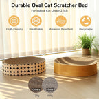 FUKUMARU Cardboard Cat Scratcher Bed, 2-in-1 Oval Cat Scratch Pad | Cats Scratching Board Lounge Bed Indoor, Durable Modern Kitty Scratcher Bowl, Cats Scratch Furniture Protector, Polka Dot