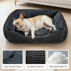 MIXJOY Rectangle Washable Orthopedic Dog Bed for Small, Medium and Large Dogs, Soft Calming, Sleeping Puppy Bed Durable Pet Cuddler with Anti-Slip Bottom, S (20"x19"x6")