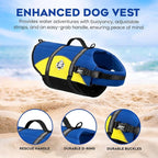 Dog Life Jacket — Premium Swim Vest with SafeChin Anti-Choke Collar | PAWS Aboard Blue & Yellow | RapidLift Rescue Handle, D-Ring, Reflective Trim | Boating, Kayaking, Pool | X-Small (6–15 lbs)