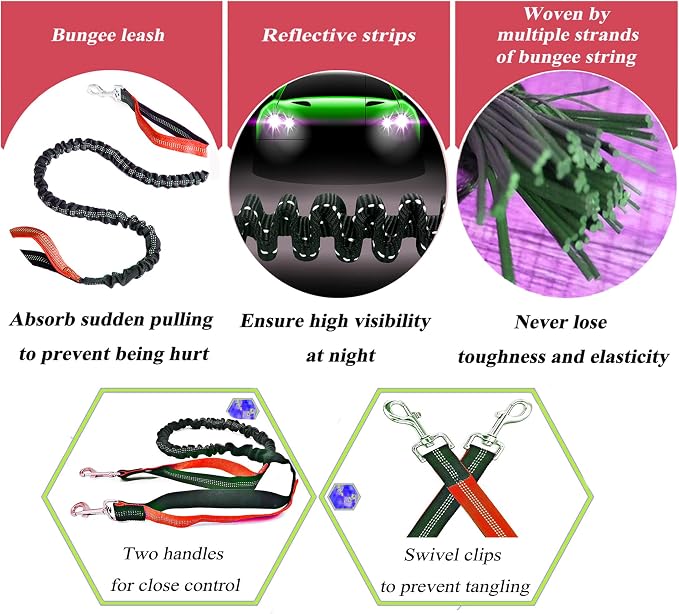 Dog Tie Out Cable for Camping, Dog Trolley System and 4ft Bungee Leash | Suitable for Dogs Up to 400lbs, Camping Yard andOutdoor Events