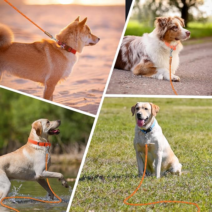 lynxking Long Dog Leash Reflective 15FT 30FT 50FT Check Cord Dog Training Leash Padded Handle Heavy Duty Puppy Rope for Small Medium Large Dog