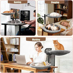 Double Cat Desk Bed, 360° Rotating & Adjustable Heigh Kitten Nest for Desktop, Double Kittens Clamp Hammock Bed with Dual-Sided Reversible Mat for Home Office-Maximum Hold Up to 40lb