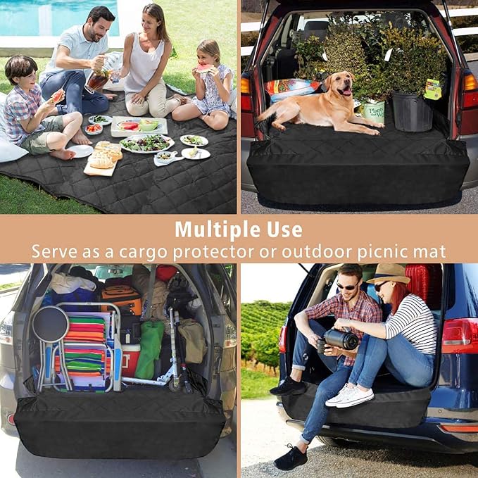 F-color SUV Cargo Liner for Dogs - Heavy Duty Cargo Cover for Mid-Size SUVs | Water Resistant, Bumper Flap, Non-Slip Mat, Car Trunk Dog Car Seat Cover Prevents Scratches Pet Hair Mud Dirt for Sedans Vans