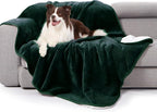 gogobunny Waterproof Bed Blanket, Reversible Sherpa Fleece Throw Blanket for Dog Puppy Cat, Furniture Cover Protects Bed Couch Sofa from Liquid Pee and Pet Fur (Forest Green, 50x60 inches)
