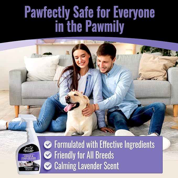 Pet Odor & Stain Eraser – Urine Enzyme Carpet Cleaner, Lavender, 32 oz
